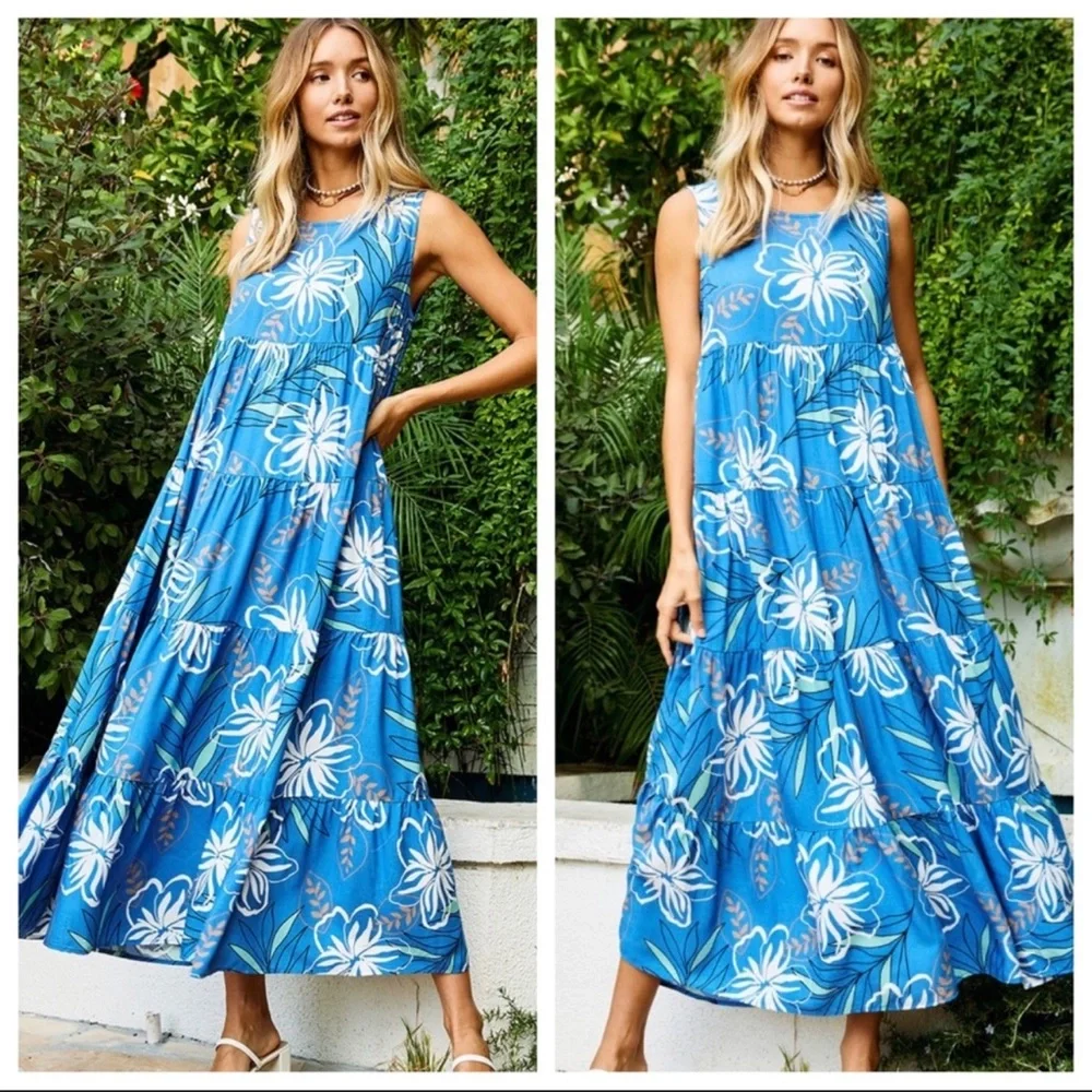 ✨LAST ONE✨Most Beautiful Tiered Sleeveless Floral Print Maxi Dress - Picture 4 of 4